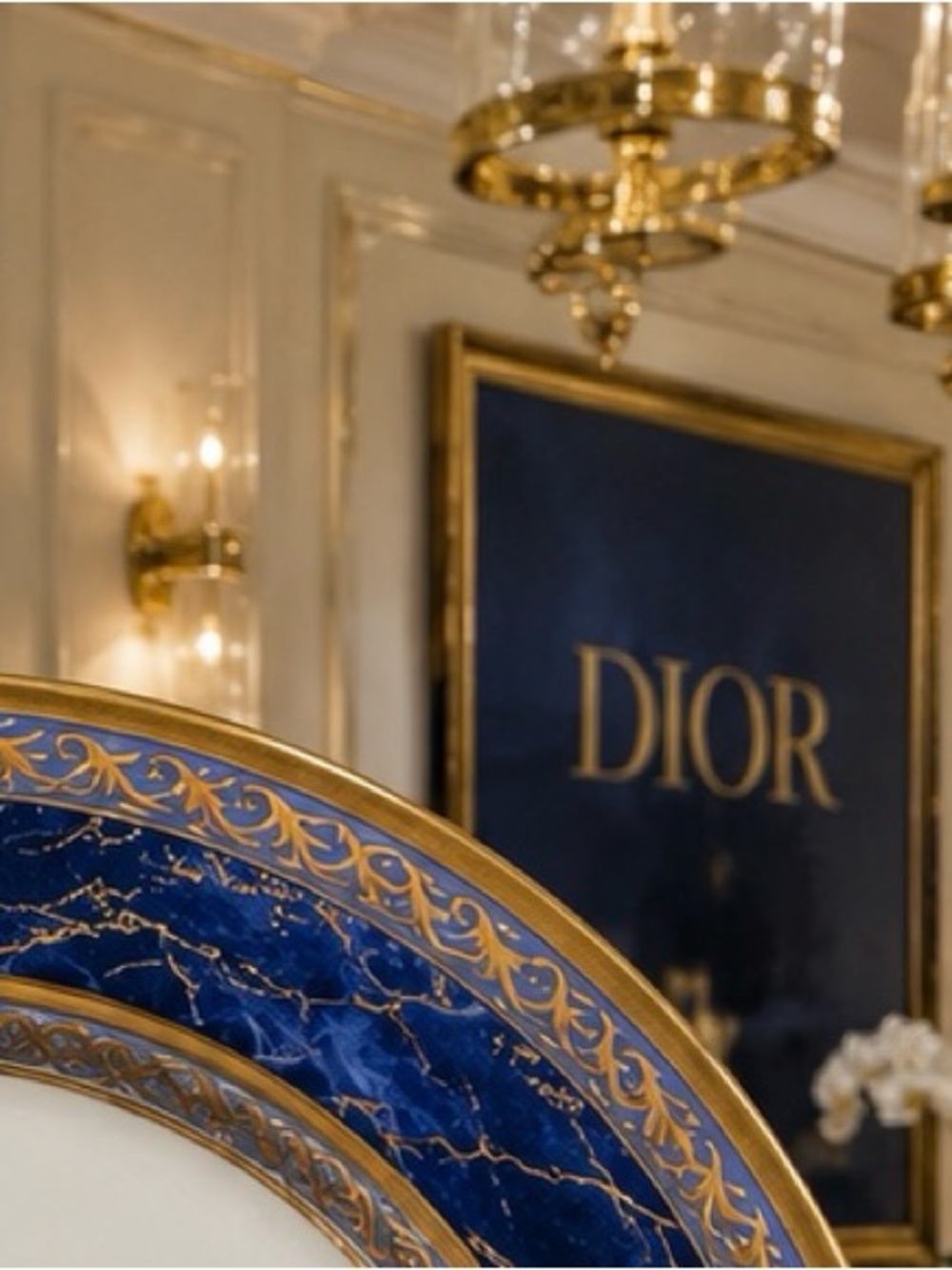 Christian Dior Azure Royale Fine Original Art SOUP BOWL 90s Vintage Porcelain CD